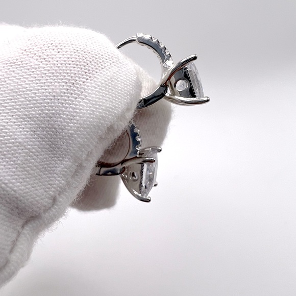 Sterling Silver Cz Huggie Earrings - Picture 9 of 17